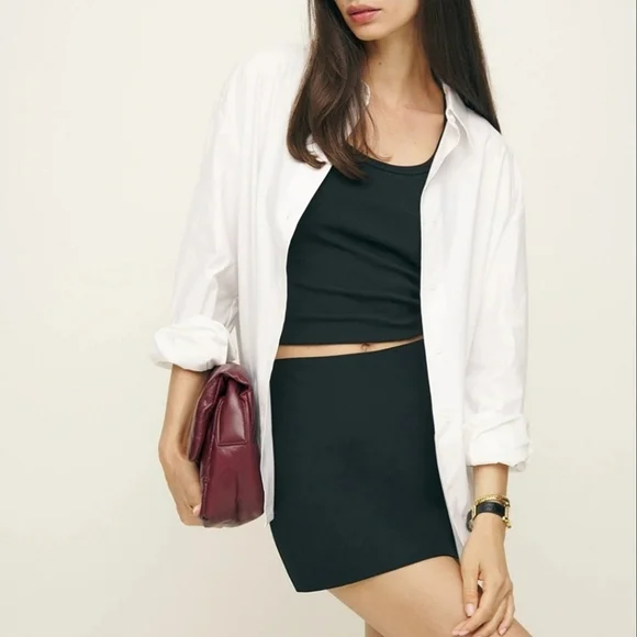 Reformation Laura Harrier Collins Shirt Bright White 6 NWT - Picture 3 of 9